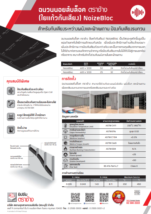 ฉนวนนอยส์บล็อค ตราช้าง (ใยแก้วกันเสียง)