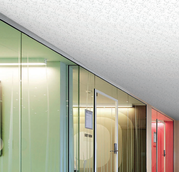 แผ่นฝ้าอะคูสติก ยูเอสจี ลายแคทเทอร์พิลล่า ไคลมาพลัส ยิงแม็กซ์ติดกาว