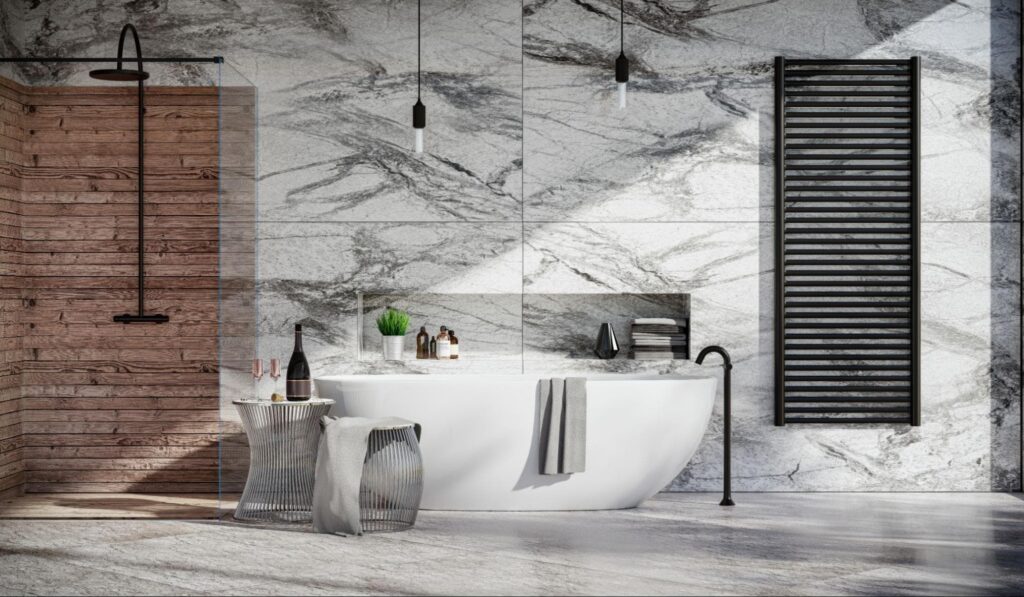 ผนังกระเบื้องลายหินอ่อน